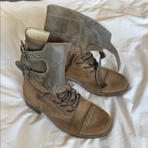 All Saints Brown and Tan Combat Boots